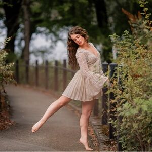 Free People Cream Lace Mini Dress